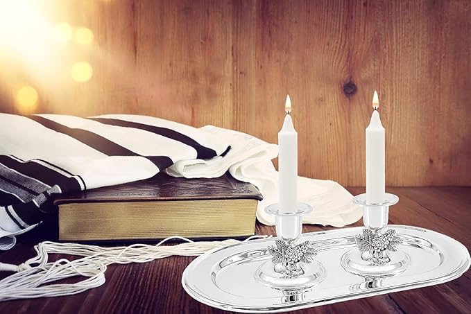 The Dreidel Company Shabbat Candlesticks Candle Holders Silver Plated, 2 Candlesticks Set (2 Sets)