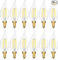 12-Pack Dimmable E12 LED Candelabra Bulbs 60 watt Equivalent, 5000K Daylight White Dimmable Chandelier Light Bulbs, 6W 630LM Vintage Flame Tip E12 LED Candle Bulb