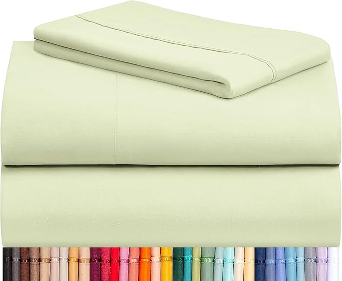 LuxClub 3 PC Sheet Set Bed Sheets Deep Pockets 16" Eco Friendly Wrinkle Free Cooling Machine Washable Hotel Bedding Silky Soft - Sage Green Twin XL