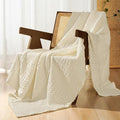 PHF 100% Cotton Waffle Weave Throw Blanket, Soft Lightweight Breathable Cozy Throws for Couch Bed Sofa, Luxury Aesthetic Woven Blanket for Home Decor & Office, 50"x60", Cannoli Cream