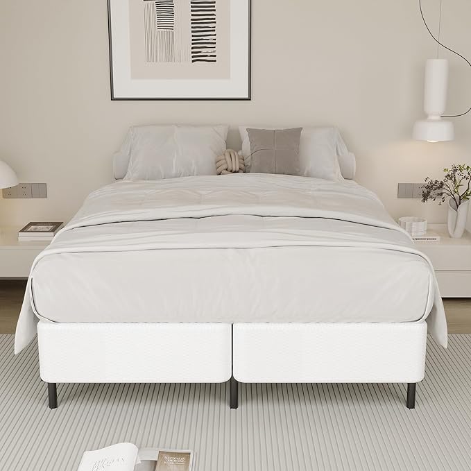 5 Inch Full Size Box Spring, Split Heavy Duty Metal Mattress Foundation with Fabric Cover, Easy Assembly, Quiet & Noise-Free