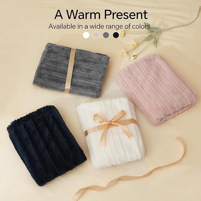 BEDELITE Fleece Twin Comforter Set -Super Soft & Warm Fluffy Navy Faux Fur Bedding, Luxury Fuzzy Heavy Bed Set for Winter with 1 Pillow case
