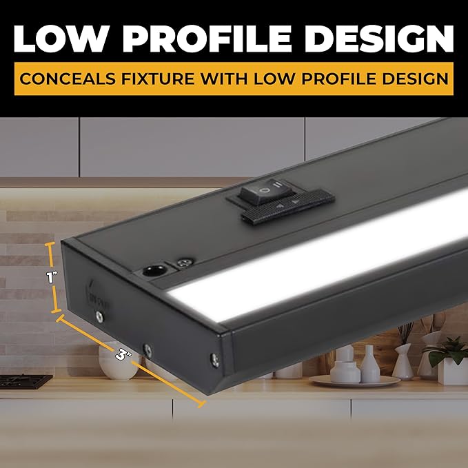 LED Under Cabinet Lighting Hardwired - 3CCT 9 Inch Black Finish - Undercabinet Lights for Kitchen - Linkable Undercounter Dimmable Plug in Light or Hard Wired - Under Counter Fixture Direct Wire