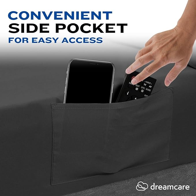 DREAMCARE Full Size Sheets - Cooling Bed Sheets - 4pcs Set - up to 15" Deep Pocket Full Sheet Set - Sheets Full Size Bed - Soft & Long Lasting 100% Fine Brushed Polyester with Side Pocket - Gray