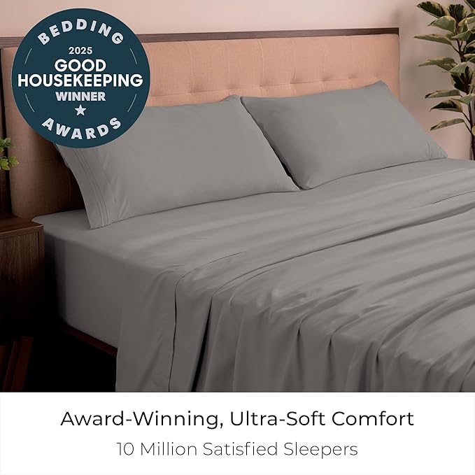 Mellanni California King Sheets Set - 4 PC Iconic Collection Bedding - Hotel Luxury, Extra Soft, Cooling Bed Sheets - Wrinkle, Fade, Stain Resistant (Cal King, Taupe)