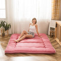 MAXYOYO Japanese Futon Mattress Twin Size Floor Mattress, Thicken Tatami Mat Sleeping Pad Roll Up Mattress Floor Bed Folding Couch Bed Mattress Pad for Guest Room, Pink, Twin