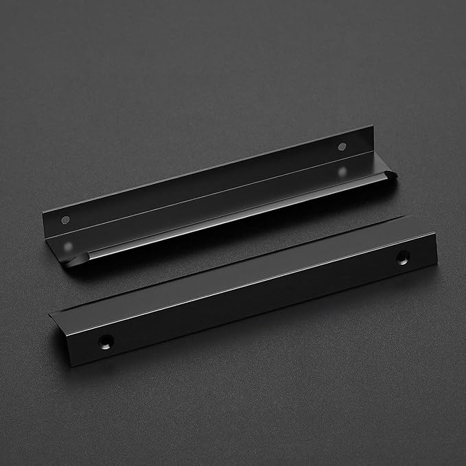 Ravinte Hardware 20 Pack Black Cabinet Handles, 7.8 Inch (200mm) Finger Edge Pulls, 6-1/4 Inch Hole Center, Finger Pulls for Cabinets