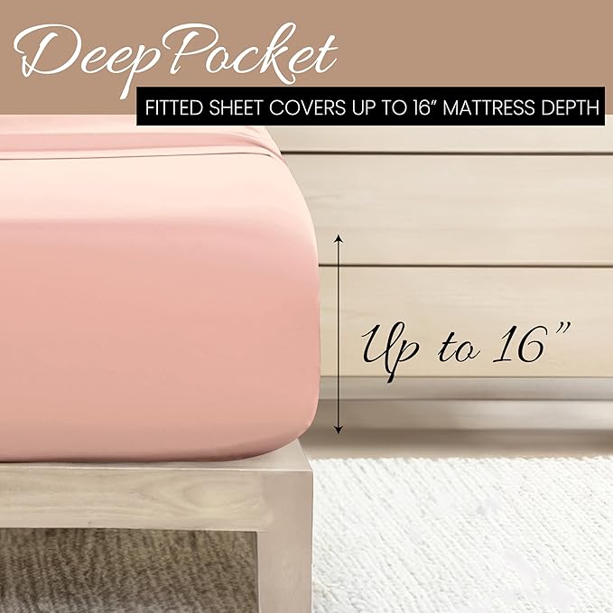 Linen Market Double-Brushed Microfiber Twin Sheet Set 3 Piece – Oeko-TEX Certified Ultra Soft & Wrinkle-Free - 16" Deep Pocket Sheets - Easy Care Twin Size - Blush