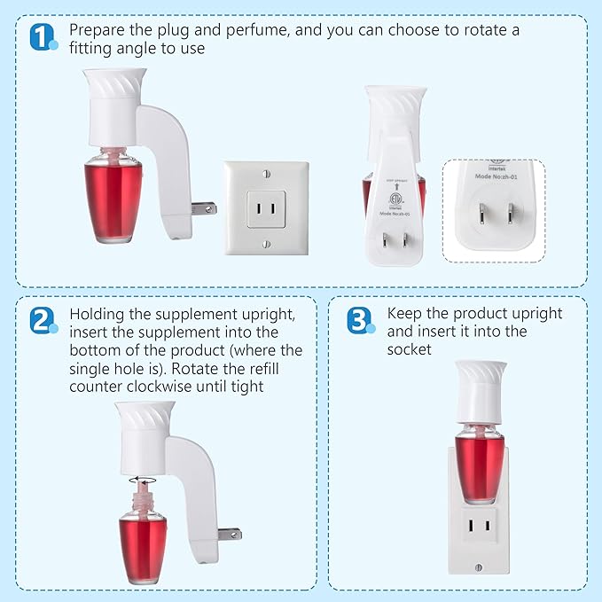 3 Pack Wall Fragrance Plug in Compatible with Bath and Body Works WallFlower Fragrances, ETL Certified, Rotatable, Precise Scent Control Fragrance Diffuser Plug for Home, Office (White)