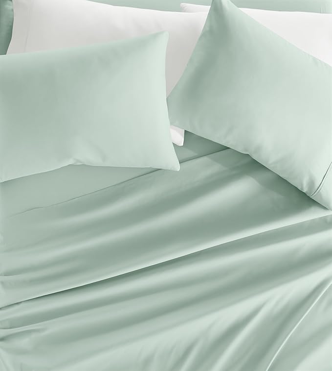 Linen Market Double-Brushed Microfiber California King Sheet Set 4 Piece – Oeko-TEX Certified Ultra Soft & Wrinkle-Free - 16" Deep Pocket Sheets Easy Care Cal-King Size - Mint