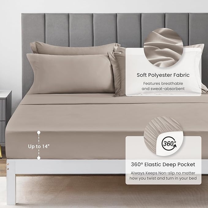 Love's Cabin King Size Comforter Set - Burlwood, 7-Piece King Bed in a Bag, All Season Bedding with 1 Comforter, 1 Flat Sheet, 1 Fitted Sheet, 2 Pillowcases and 2 Pillow Shams