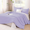 Litanika Lavender Comforter Twin/Twin XL Size, 2 Pieces Boho Lightweight Solid Bedding Comforter Set, All Season Fluffy Bed Set (66x90In Comforter & 1 Pillowcase)