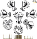 30mm Kitchen Cabinet Knobs Drawer Pull Handle Hardware, Crystal Clear Glass Round Diamond Shape Dresser Closet Bi-fold Door Bathroom Cupboard Desk Nightstand Bookcase Furniture Drawer Knob Set （8PCS）