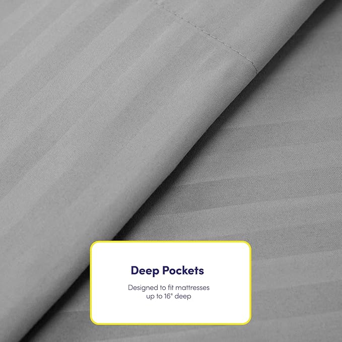 Twin Size Bed Sheets - 4 Piece 1500 Supreme Collection Fine Brushed Microfiber Deep Pocket Twin Sheet Set Bedding - 1 EXTRA PILLOW CASES, GREAT VALUE, Twin, Dobby Silver