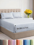 Extra Deep Twin XL Sheet Set - 4 Piece Breathable and Cooling Sheets - Hotel Luxury Bed Sheets Set - Easy Fit - Soft, Wrinkle Free and Comfy Sheets Set - Blue Striped Sheet Set with Extra Deep Pockets