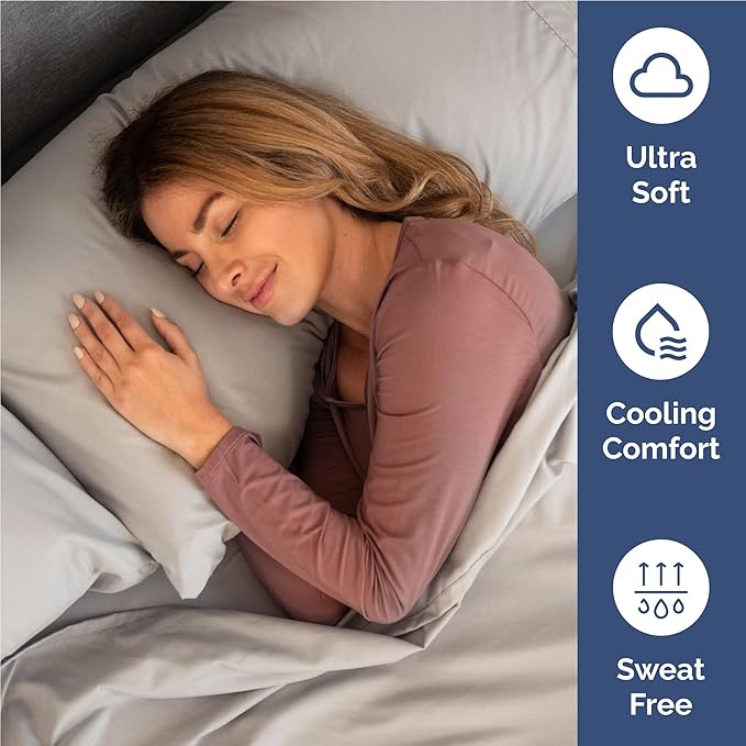 Full 6 Piece Sheet Set - Comfy Breathable & Cooling - Ultra-Soft Hotel Luxury Bedding Set with 8-16 Inch Deep Pockets - 1 Flat & 1 Fitted Sheet & 4 Pillowcases - Wrinkle Free & Easy Care - Light Grey