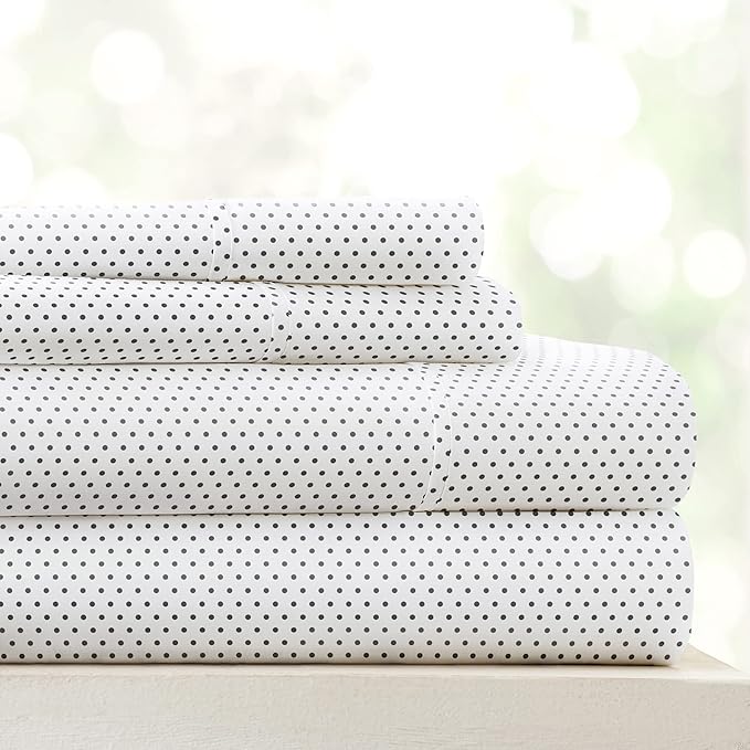 Linen Market Double-Brushed Patterned Microfiber Twin Sheet Set 3 Piece – Oeko-TEX Certified Ultra Soft & Wrinkle-Free - 16" Deep Pocket Sheets - Easy Care Twin Size - Stippled Gray