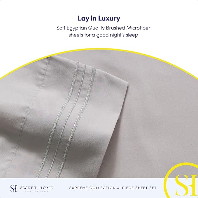 Full Size Sheet Sets - Breathable Luxury Sheets with Full Elastic & Secure Corner Straps Built In - 1800 Supreme Collection Extra Soft Deep Pocket Bedding, Sheet Set, EXTRA DEEP pocket - Full, Silver