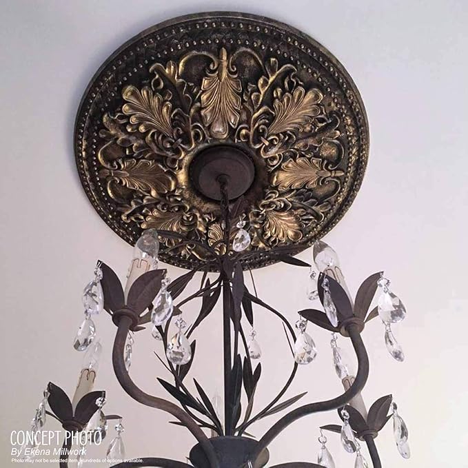 12 1/2"OD x 3 7/8"ID x 3/4"P Bradford Ceiling Medallion (Fits Canopies up to 6 5/8"), Hand-Painted Pot of Cream Crackle