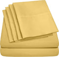 Sweet Home Collection 6 Piece 1500 Supreme Collection Brushed Microfiber Deep Pocket Sheet Set-2 Extra Pillow Cases, Great Value, Split King, Yellow