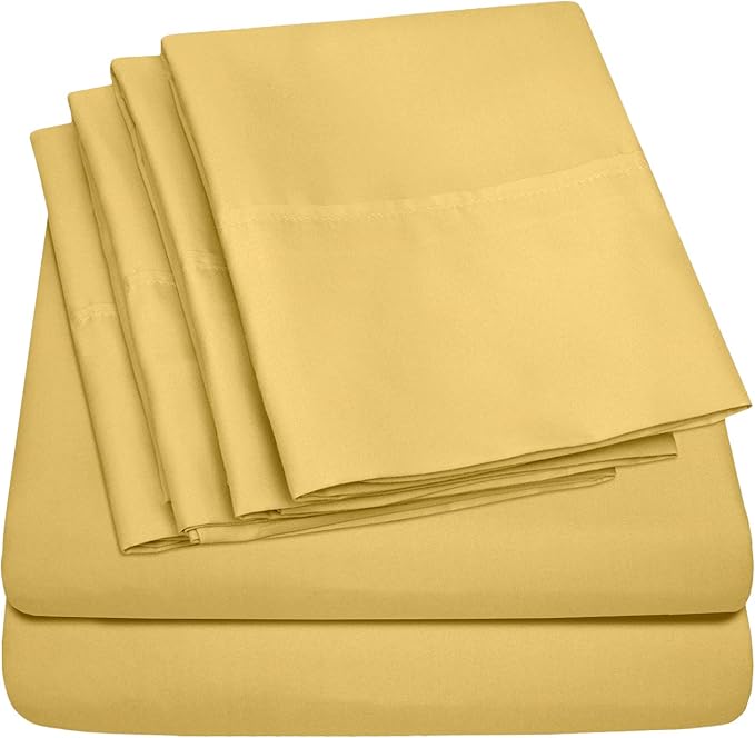 King Size Bed Sheets - 6 Piece 1500 Supreme Collection Fine Brushed Microfiber Deep Pocket King Sheet Set Bedding - 2 Extra Pillow Cases, Great Value, King, Yellow