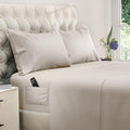 DREAMCARE Queen Size Sheets - Cooling Bed Sheets - 4pcs Set - up to 15" Deep Pocket Queen Sheet Set - Sheets Queen Size Bed - Soft & Long Lasting 100% Fine Microfiber with Side Pocket - Beige