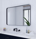 VocalStar Black Bathroom Mirror for Wall, 28 x 40 Inch Rounded Rectangle Metal Framed Bathroom Wall Vanity Mirror Farmhouse, 1/4-inch Shatterproof Glass | Ultra-Flush Hanging