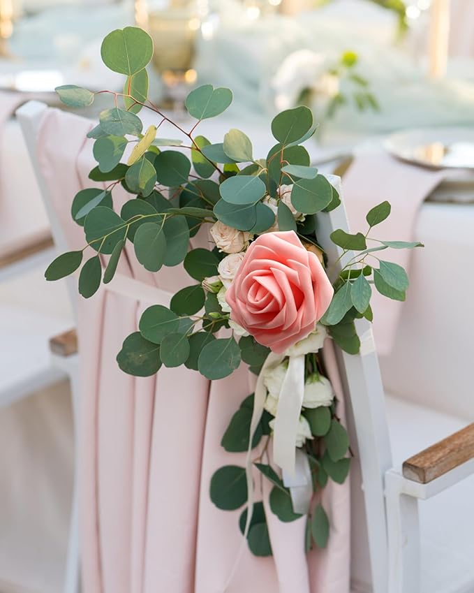 JOYLEX 100Pcs Pink Artificial Flowers Realistic Roses, Real Looking Fake Roses with Stem for DIY Wedding Bouquets Centerpieces Bridal Shower Party Home Romantic Decorations (Pink, 100pcs)