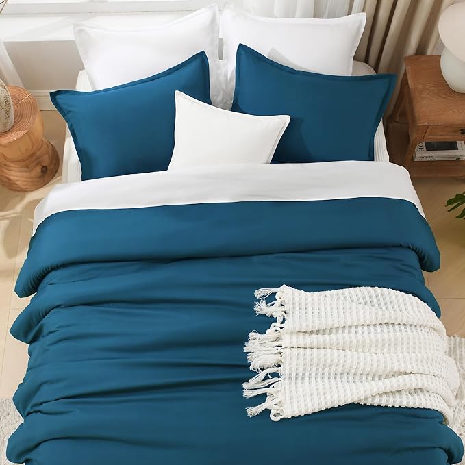 Litanika Teal Twin/Twin XL Comforter Set, 2 Pieces Turquoise Lightweight Solid Bedding Comforter Set, All Season Fluffy Bed Set (66x90In Comforter & 1 Pillowcase)