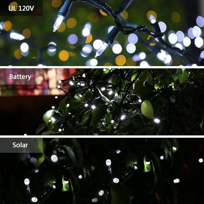 Brizled Christmas Lights, 33ft 100 LED End to End Connectable Mini Christmas String Lights, 120V UL Certified Cool White Xmas Tree Light Indoor Outdoor Mini Light Set for Xmas Tree Party Wedding Decor