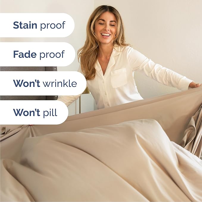 Cal King Sheets Set 6 Piece - Includes 4 Pillowcases - Bed Sheets Cal King Size - Soft Hotel Luxury Bedding - Cooling, Comfy & Breathable - 1 Flat & 1 Fitted & 4 Pillowcases w/ Deep Pockets - Cream