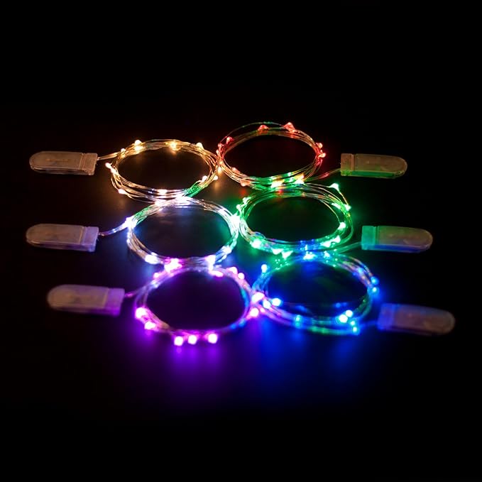 2 Sets 20 LEDs Red Color String Lights Silver Wire Indoor and Outdoor 6.5 Feet Firefly Starry Fairy Lights Battery Powered for DIY, Christmas, Holidays, Party, Bedroom and Centerpieces