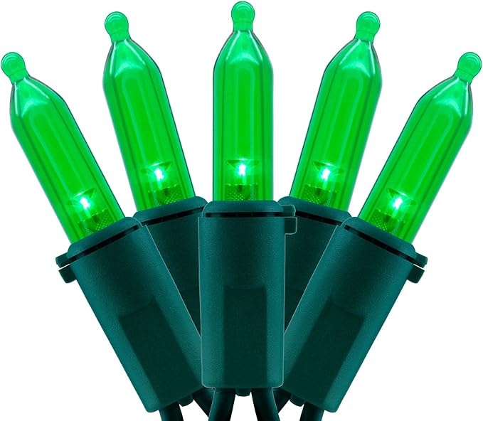 YULETIME 200 Count Green LED Christmas Lights, 66 Feet Green Wire UL Certified Commercial Grade Holiday String Light Set (Green)