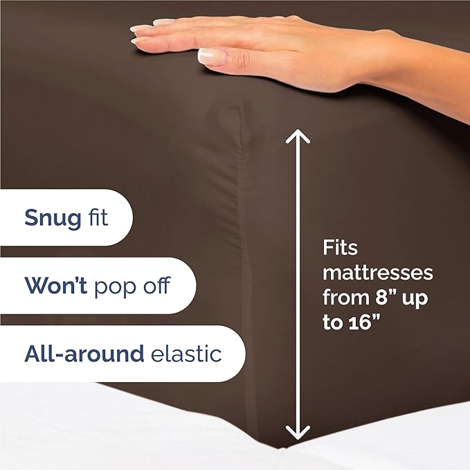 King 6 Piece Sheet Set - Comfy Breathable & Cooling - Ultra Soft Hotel Luxury Bedding Set with 8-16 Inch Deep Pockets - 1 Flat & 1 Fitted Sheet & 4 Pillowcases - Cozy, Wrinkle Free & Easy Care - Brown