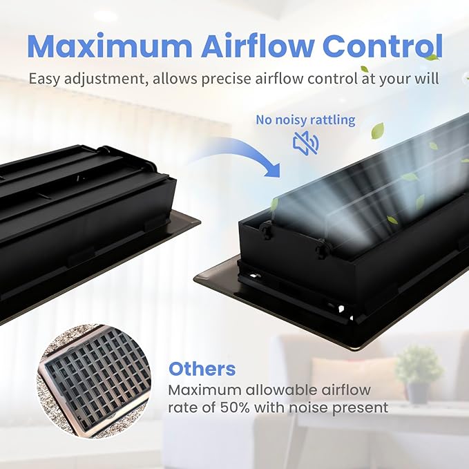 4x10 Inches 6 Pack Heavy Duty Walkable Floor Register - Easy Adjust Air Supply Lever Decorative Floor Vent Covers, Boston Design Vent Covers for Home - Oil Rubbed Bronze