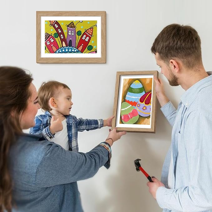 4 Pack Kids Artwork Frames Changeable 8.5 x 11 Inch hildren Art Projects Kids Art Frames Front Opening Picture Display Frame, Wood