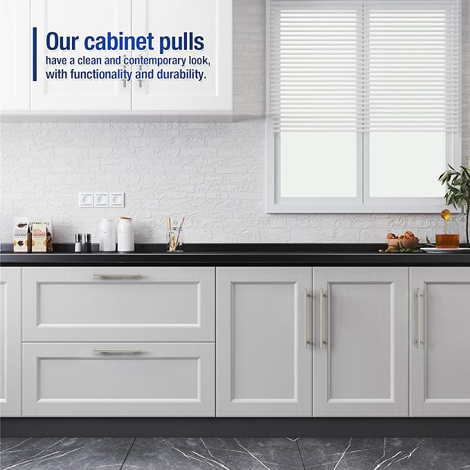 JOY DECOR 30 Pack Cabinet Handles, Brushed Nickel Cabinet Pulls, 8-3/4 in Hole Center Kitchen Cabinet Handles, Stainless Steel T Bar Handles for Dresser Drawers