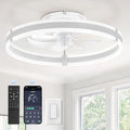 ZMISHIBO Ceiling Fans with Lights and Remote, 19.7'' Low Profile Ceiling Fan, 3000-6000K Dimmable Modern Flush Mount LED Fan Light, 6 Wind Speeds, White Fandelier Ceiling Fans for Bedroom