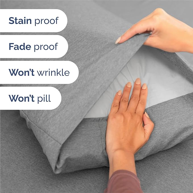 Split King 7 Piece Sheet Set - Comfy Breathable & Cooling - Soft Hotel Luxury Bedding Set w/ 8-16 Inch Deep Pockets - 1 Flat & 2 Fitted Sheet & 4 Pillowcases - Cozy and Wrinkle Free - Heathered Grey