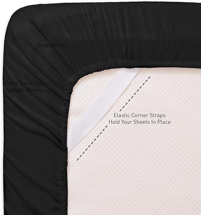 Twin Size Bed Sheets - 4 Piece 1500 Supreme Collection Fine Brushed Microfiber Deep Pocket Twin Sheet Set Bedding - 1 EXTRA PILLOW CASES, GREAT VALUE, Twin, Black