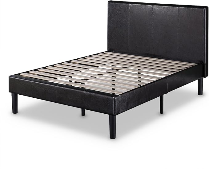 ZINUS Gerard Faux Leather Upholstered Platform Bed Frame, Mattress Foundation, Wood Slat Support, No Box Spring Needed, Easy Assembly, Full