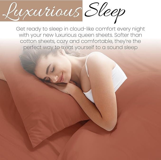 Linen Market Twin XL Bed Sheets - Cooling & Soft - Deep Pocket Fits 16" Thick Beds - 4 Piece Set (Clay)