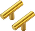 20 Pack Brushed Brass Cabinet Knobs - Kitchen Cabinet Knobs Gold Cabinet Pulls for Kitchen Cabinet Drawer Stainless Steel Dresser Knobs for Cabinet Hardware 2in Length Single Hole T Bar