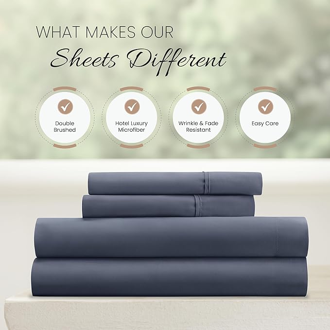 Linen Market Bed Sheets for California King Size Bed (Stone) - Sleep Better Than Ever with These Soft and Cooling California King Sheets - Deep Pocket Fits 16" Thick Beds - 4 Piece Cal King Sheet Set