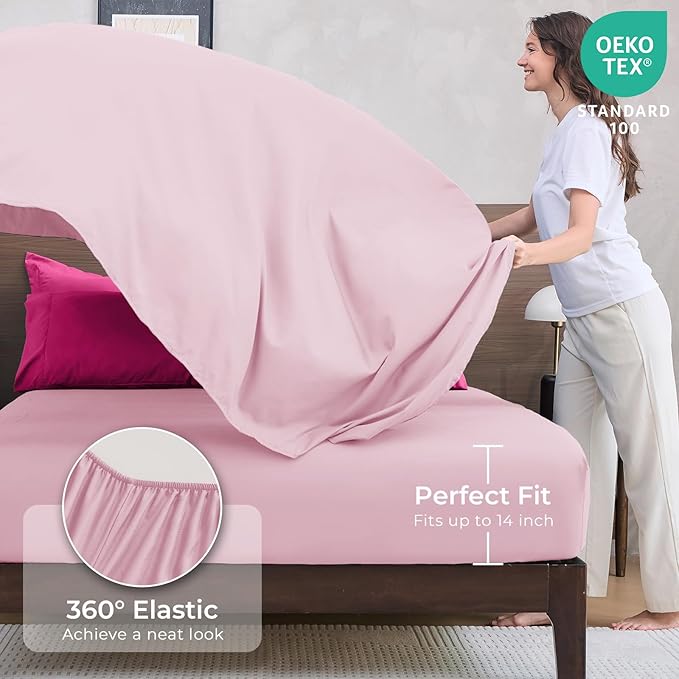 HEVUMYI Hot Pink & Baby Pink Full Comforter Set - 7-Piece All Season Bed in a Bag Full, Ultra Soft Bedding Set with Comforter, Flat Sheet, Fitted Sheet, Pillowcases, Pillow Shams
