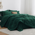 Love's cabin King Size Comforter Set Dark Green, 7 Pieces King Bed in a Bag, All Season Bedding Sets with 1 Comforter, 1 Flat Sheet, 1 Fitted Sheet, 2 Pillowcase and 2 Pillow Sham