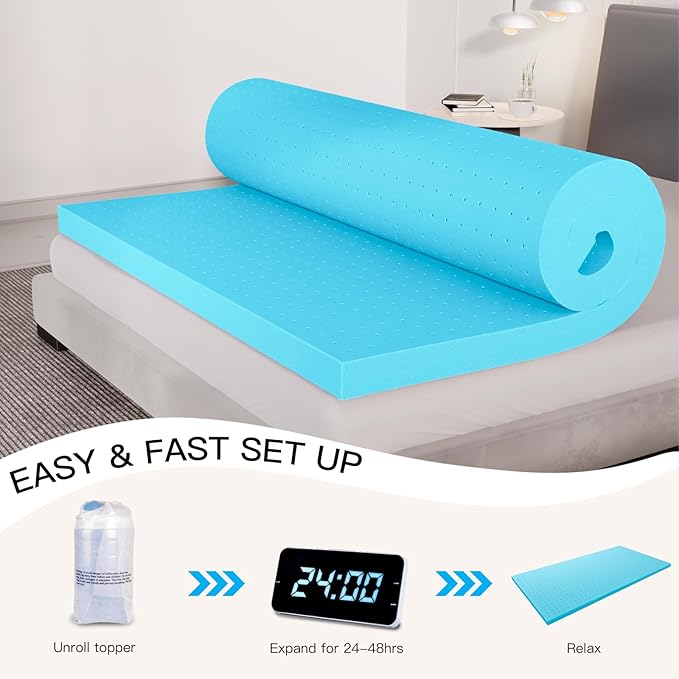 3 Inch Twin XL (39"x80") Memory Foam Mattress Topper, Cooling Gel Infused Mattress Pad, Soft Bed Topper for Pressure Relief Back Pain, Breathable, CertiPUR-US Certified
