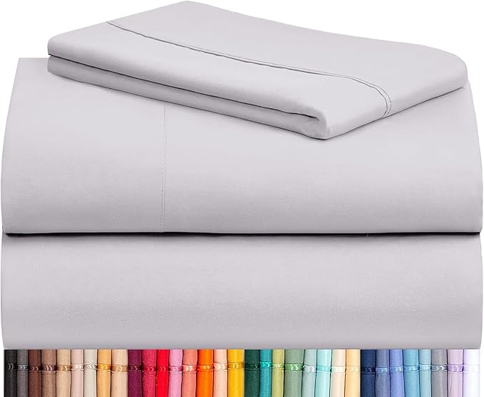 LuxClub 3 PC Sheet Set Bed Sheets Deep Pockets 16" Eco Friendly Wrinkle Free Cooling Machine Washable Hotel Bedding Silky Soft - Dove Gray Twin XL