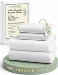LANE LINEN RV Queen Sheets Set - 100% Organic Cotton Camper Sheet Sets 15" Deep Pocket Fitted (Short White)