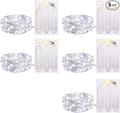 5 Pack Fairy Lights Battery Operated, 7 Feet 20 Led String Lights with Timer, Waterproof Firefly Lights on Silver Wire for Home Party Wedding Christmas Decorations, 6 Hours on/18 Hours Off, Pure White